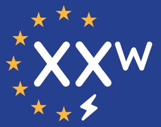 Official 'XX W' color logo indicating Power supply compliance according to EU Regulation 2025/2052 and Ecodesign standards.